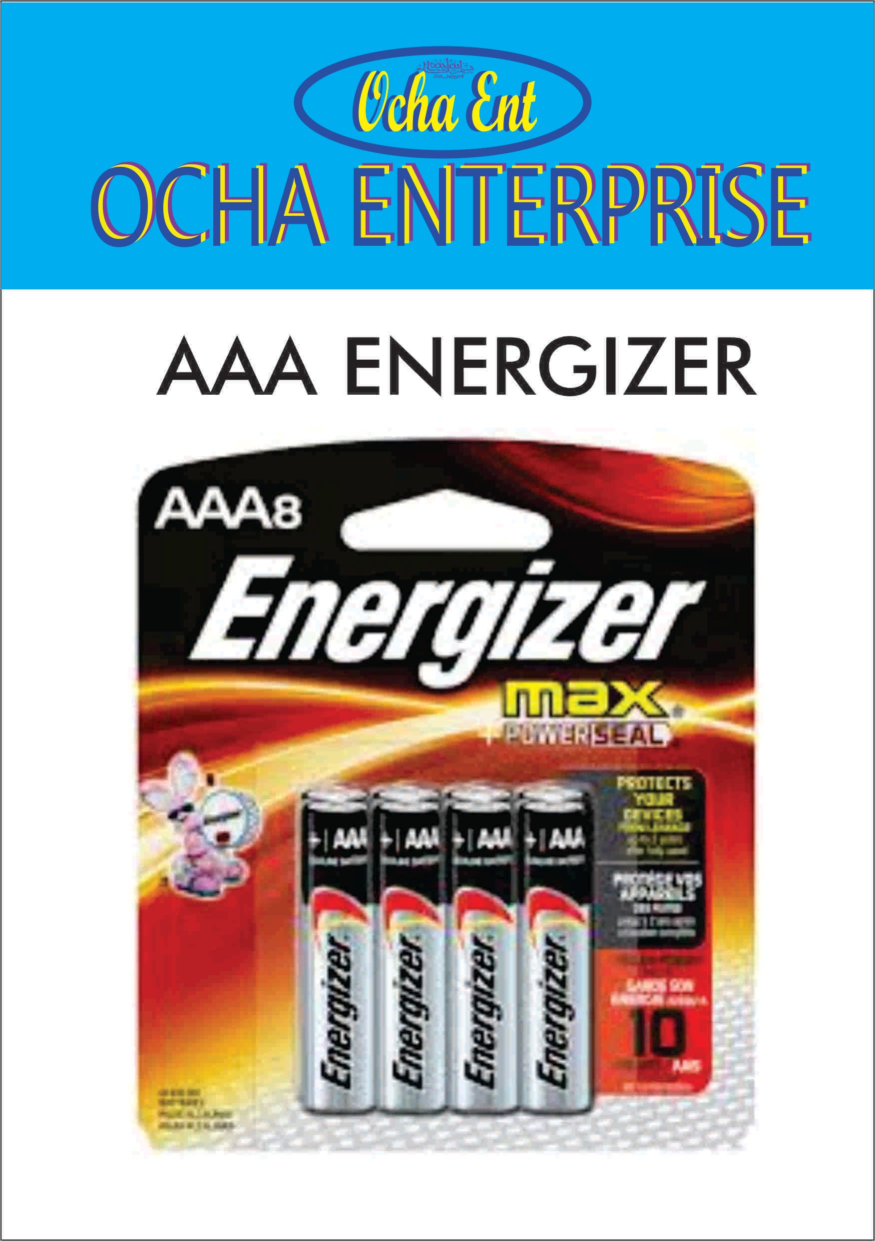 OCHA ENERGIZER AAA BATTERY( 4PCS/PACK) FREE DELIVERY PENINSULAR MALAYSIA ONLY