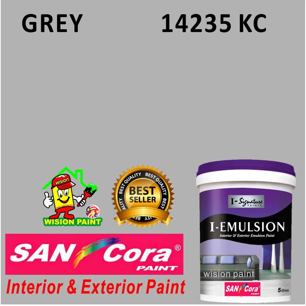 GREY 14235 KC ( 5L ) SANCORA I-EMULSION PAINT FOR INTERIOR AND EXTERIOR WALL PAINT / SAN CORA EMULSION