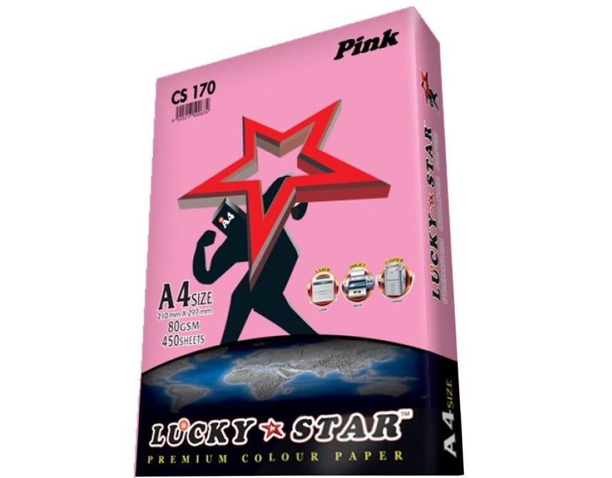 Lucky Star A4 Premium Colour Paper CS170 Pink 80gsm 450 sheets