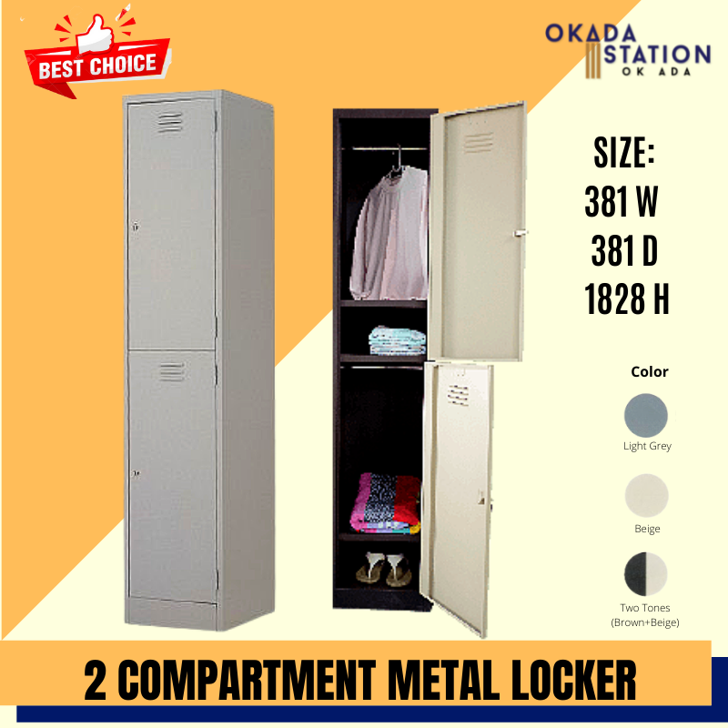 OK 2 COMPARTMENT METAL LOCKER / 2 DOOR LOCKER / CABINET / LOCKER /