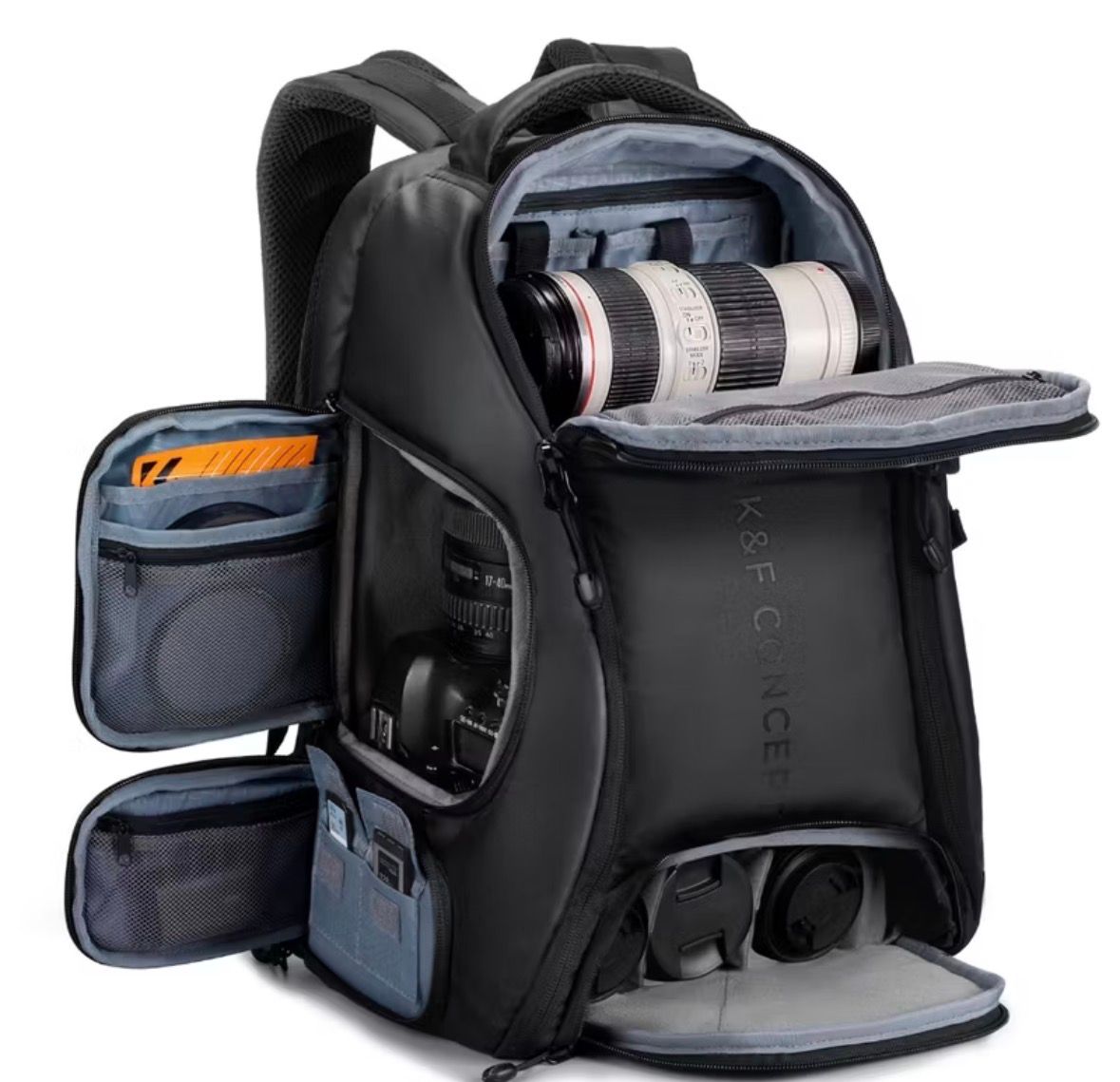 K&F CONCEPT 25L Travel Outdoor Camera Backpack PU Material Digital DSLR Camera Bag