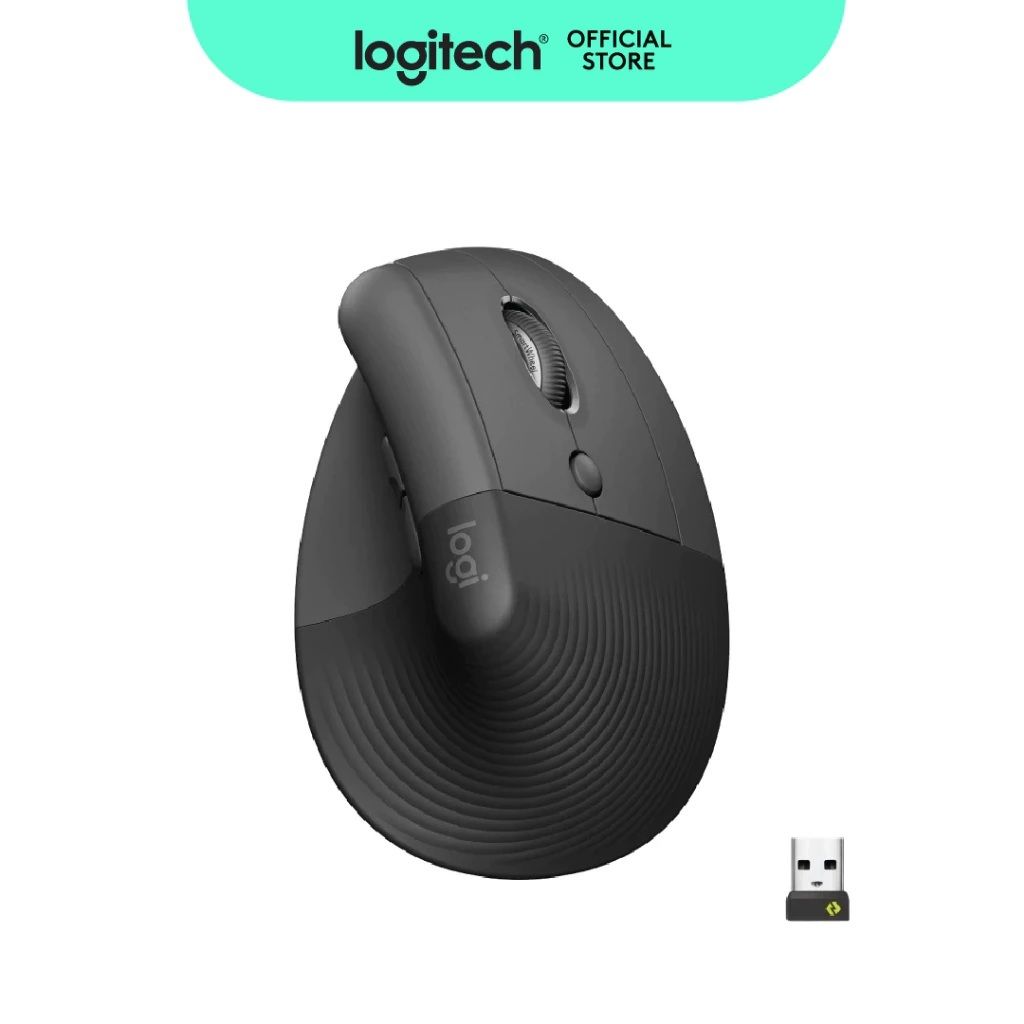 Logitech Lift Vertical Ergonomic Mouse (Wireless, Bluetooth or Logi Bolt USB receiver, Quiet clicks, 4 buttons)