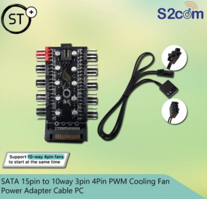 SATA 15pin To 10way 3pin 4Pin PWM Cooling Fan Power Adapter Cable PC