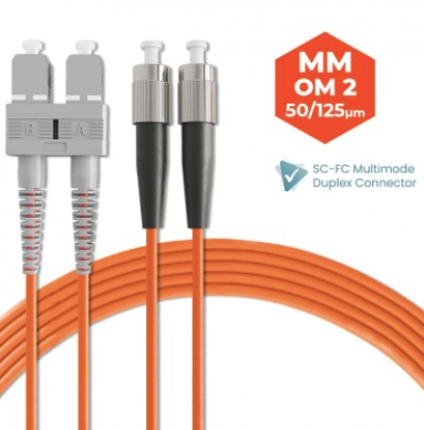 SC-FC 50/125 OM2 MULTIMODE DUPLEX FIBER OPTIC PATCH CABLE 3M 5M