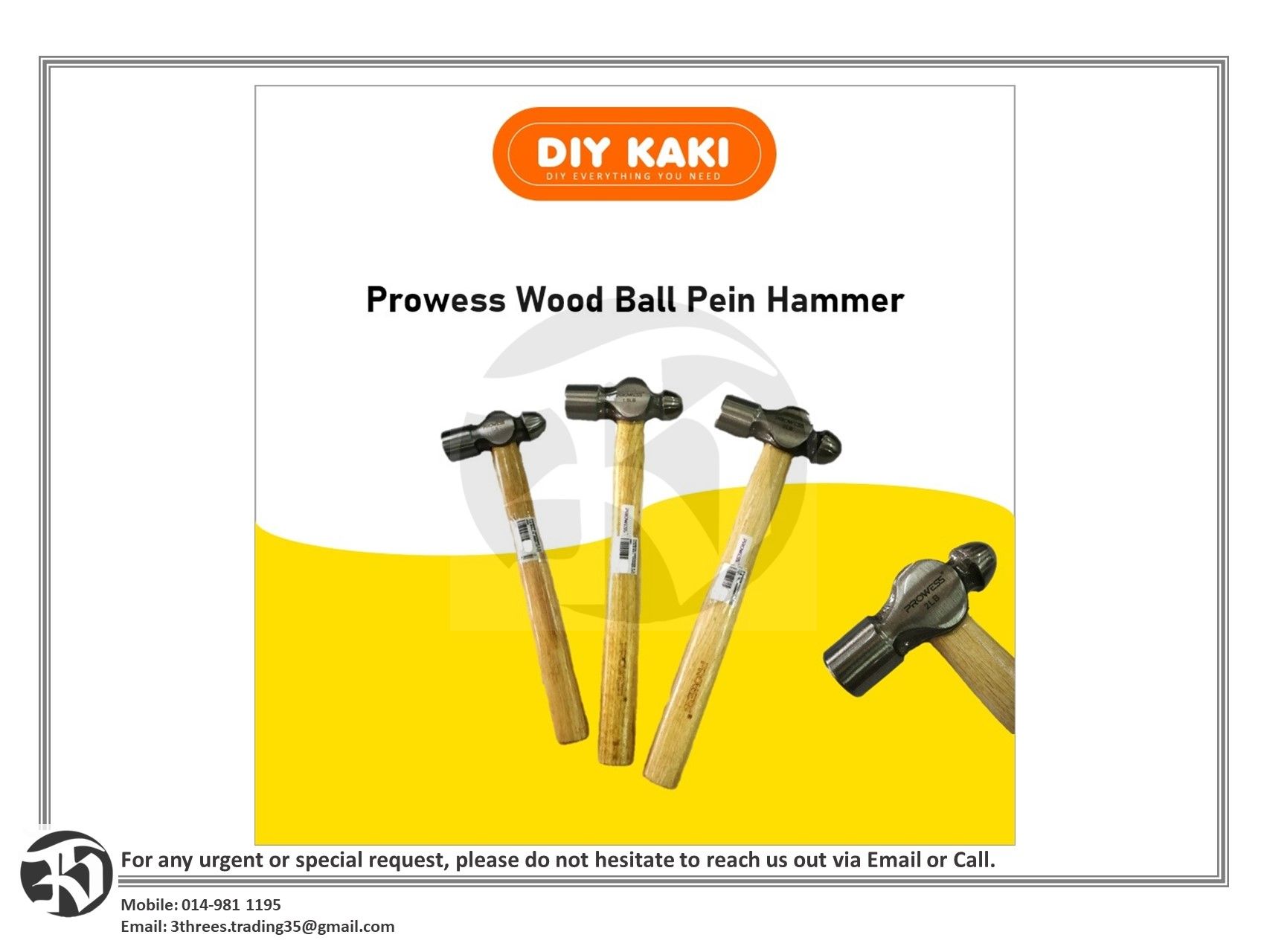 PROWESS Wood Ball Pein Hammer