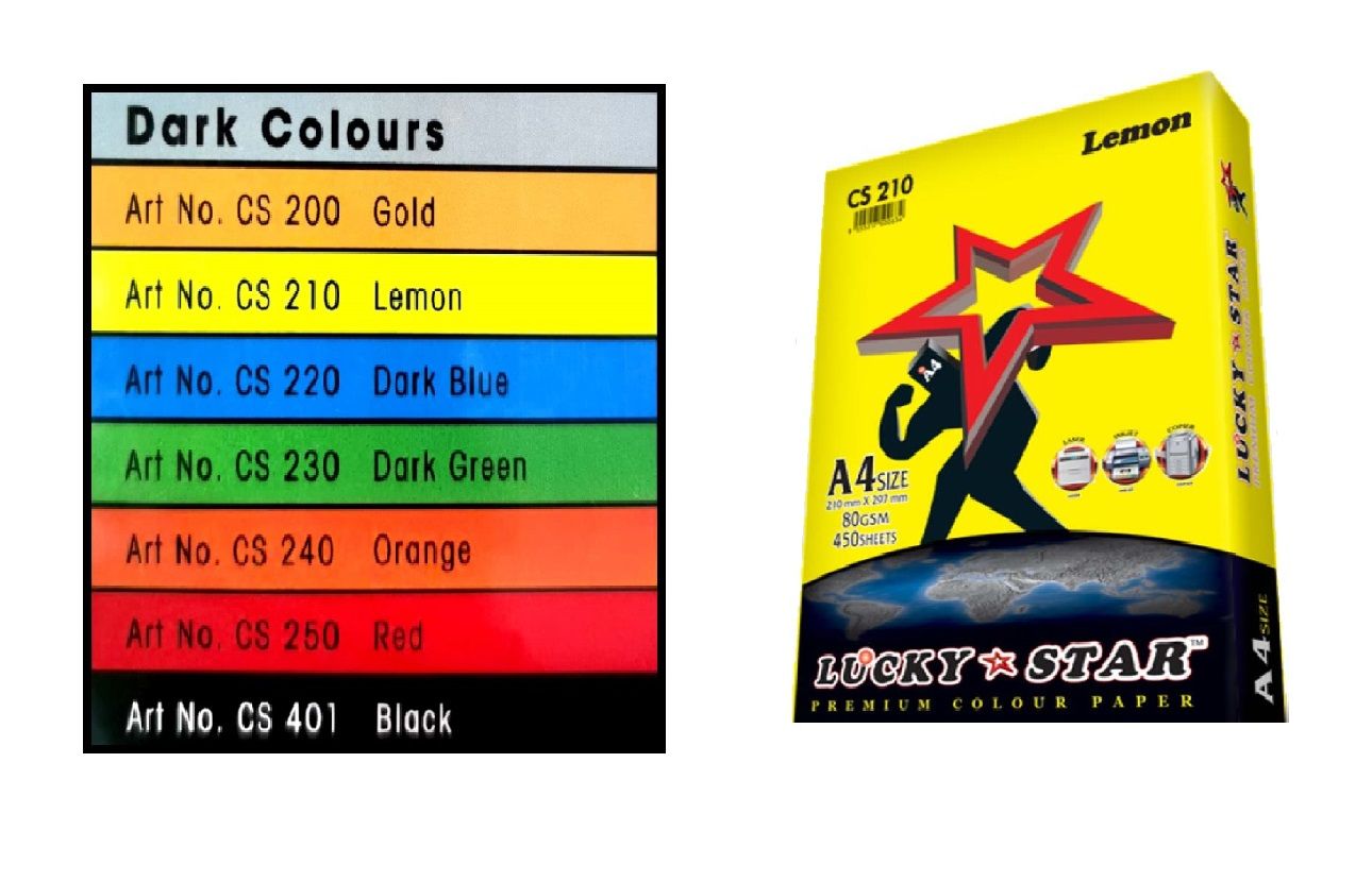 A4 Colour Paper (80 GSM, 450 Sheets) Dark Colours