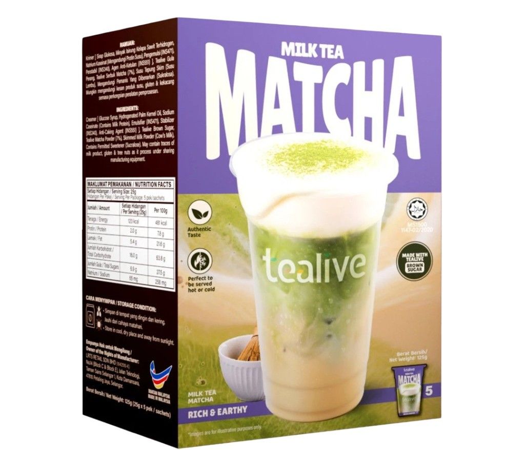(Loose pack) Tealive Milk Tea Matcha 5s/25g 24 Box x 125g
