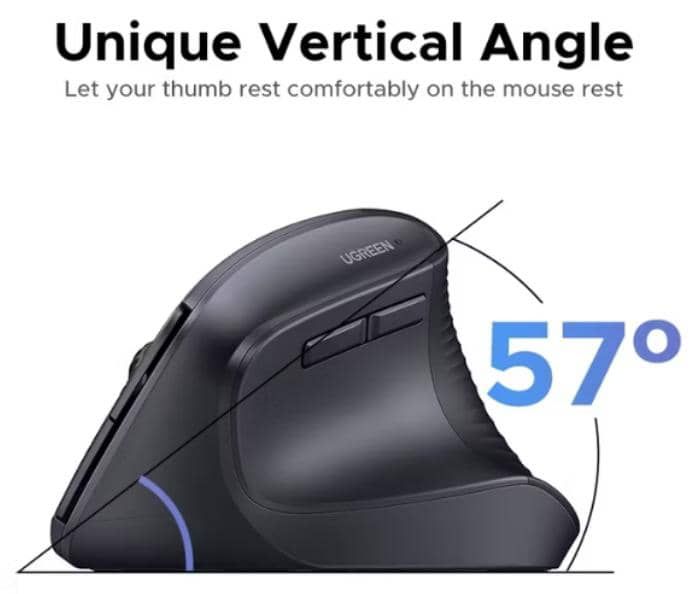 UGREEN Vertical 4000DPI 2.4G ergonomic wireless silent click mouse 4 speed adjustable