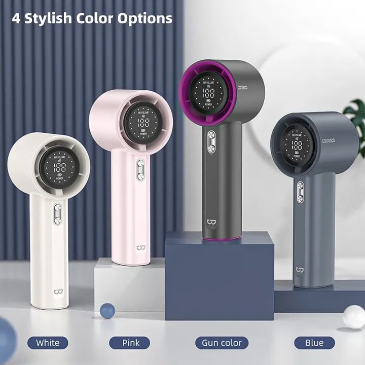 GOOJODOQ High Speed Handheld Fan Strong Wind 100 Gear With Adjustable Speeds LED Display Battery Portable Quiet Mini Fan