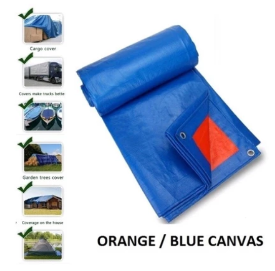 Tarpaulin 30 FEET X 30 FEET Blue Orange Water Resistance Waterproof Tarpaulin Sheet Canvas / Blue Orange Kanvas / Biru Oren Khemah