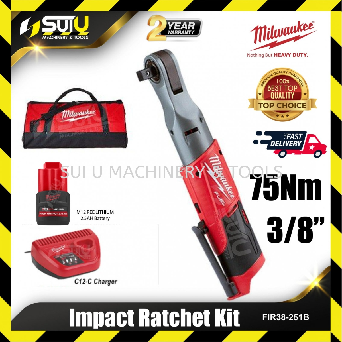 Milwaukee M12 FUEL™ 3/8" 47Nm High Speed Ratchet (Bare) M12 FHIR38-0