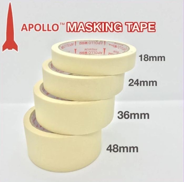 Apollo Masking Tape M502 Premium. 18mm / 24mm / 36mm / 48mm X 18Y