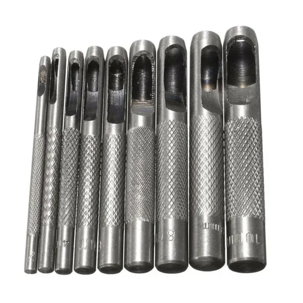 Others *9pcs Heavy-Duty Hollow Leather Hole Gasket Punch Set Cutter Belt Wad Puncher Kit