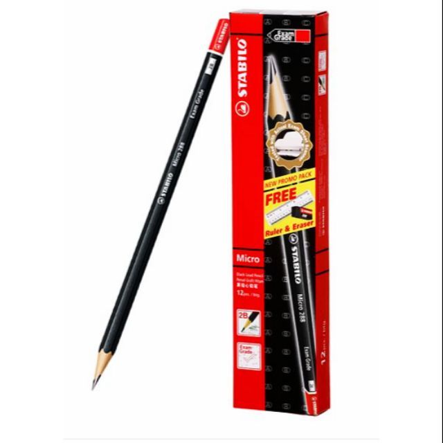 2 B Pencil (1 box of 12pcs) Stabilo Micro 288 (Exam Grade)