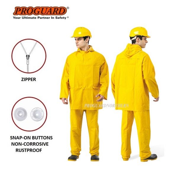 Proguard Heavy Duty High Visibility Yellow PVC Zipper Rainsuit with Jacket & Trouser