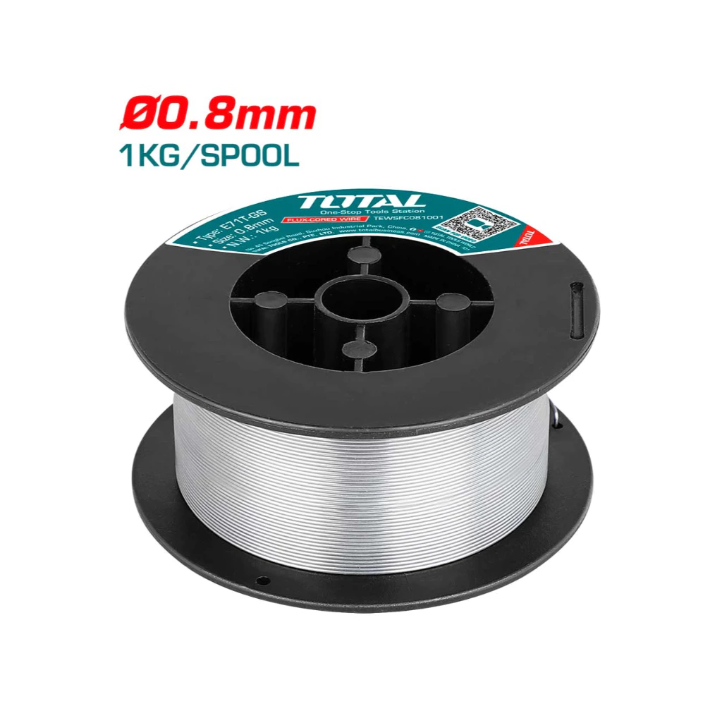 TOTAL Flux-cored Welding Wire Spool, Low Spatter, Stable Arc, Easy Slag Removal & Good Bead (0.8mm/1kg) TEWSFC081001