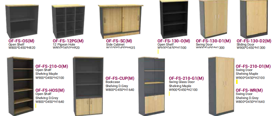 OFIS FS/EZ SERIES MAPLE TOP/DARK GREEN BASE CABINET/OPEN SHELF