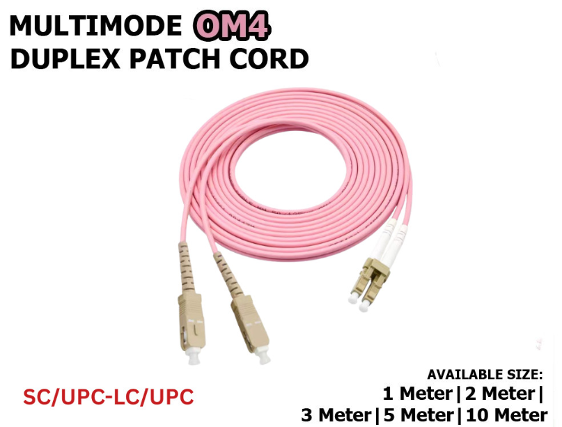 OM4 DUPLEX MULTIMODE FIBER PATCH CORD CABLE SC/UPC-LC/UPC 2.0MM AQUA (1|2|3|5|10M) PCM201