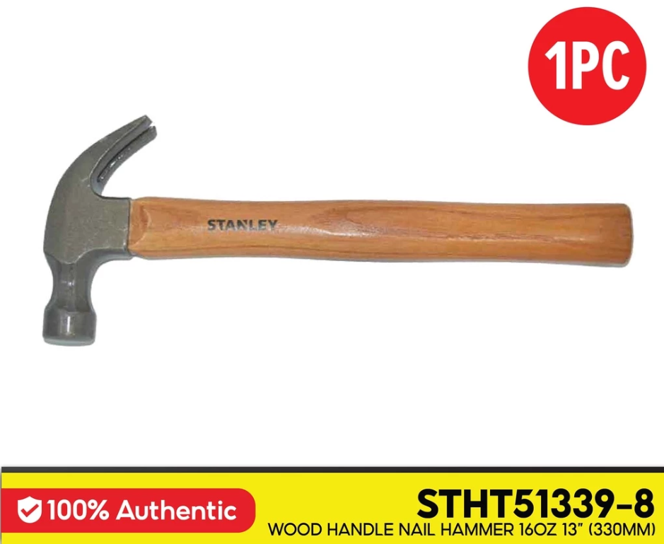 STANLEY WOOD HANDLE NAIL HAMMER 16OZ (330MM X 13") STHT51339
