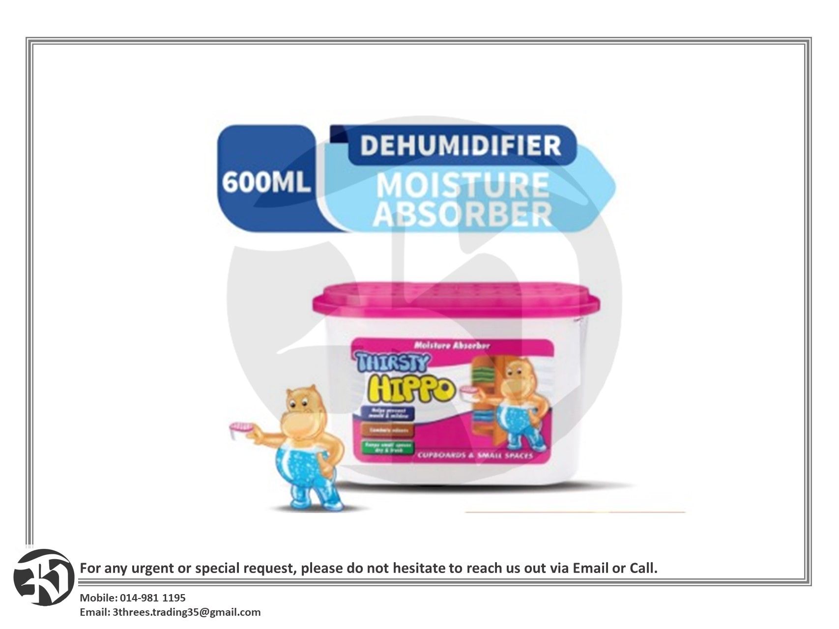 Thirsty Hippo Dehumidifier Moisture Absorber (600ml)