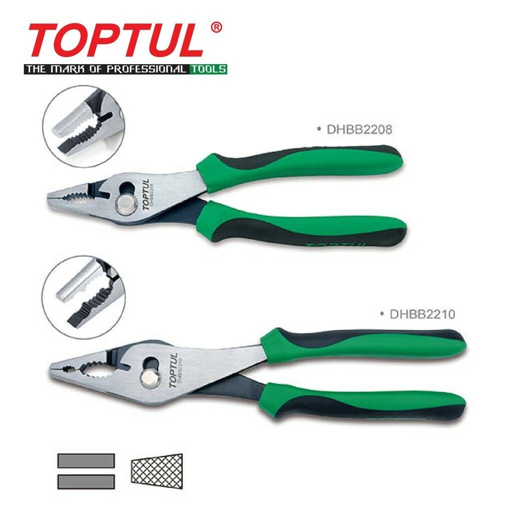 TOPTUL COMBINATION SLIP-JOINT PLIERS WITH WIRE CUTTER DHBB SERIES