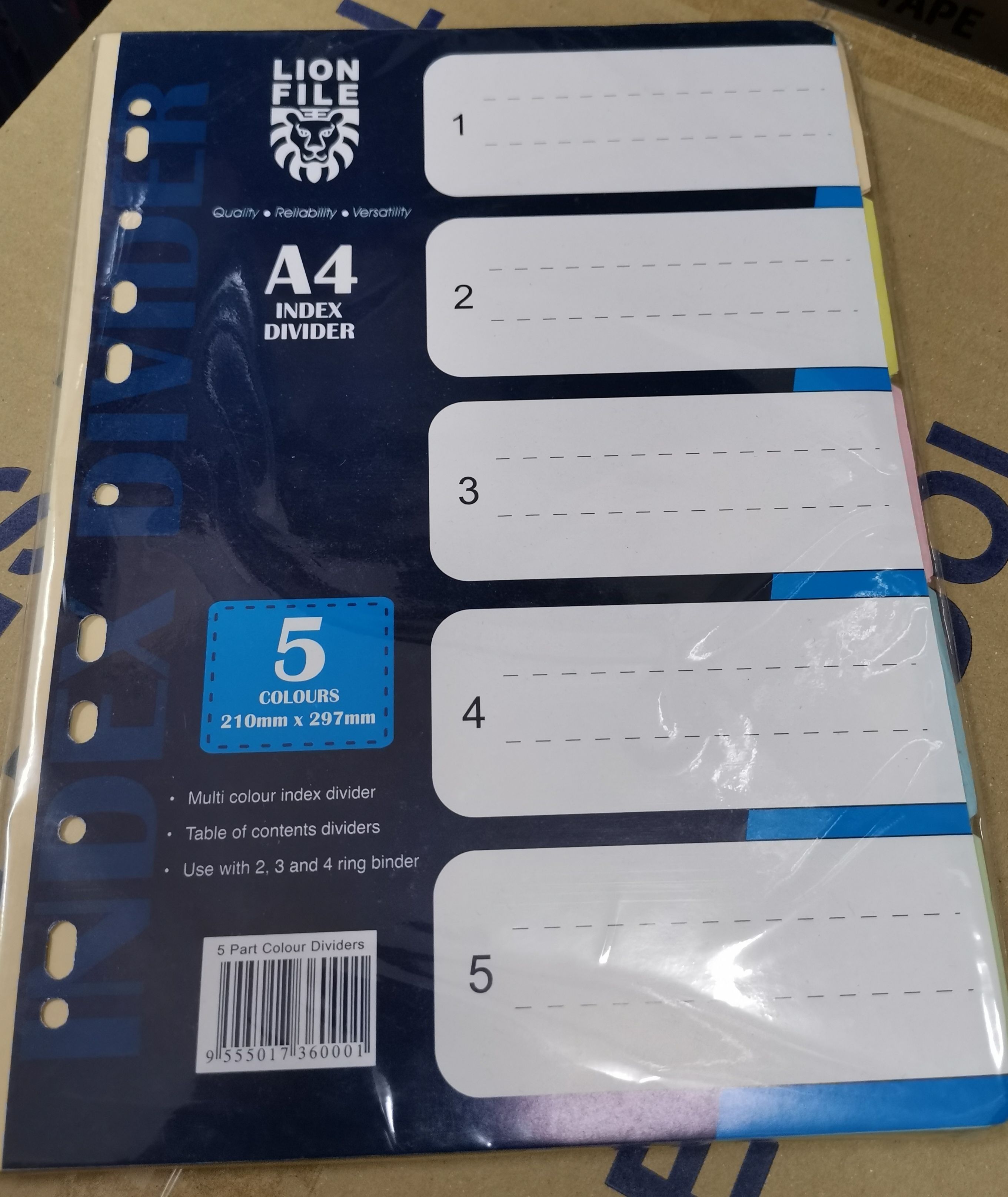 Paper Index Divider 5 tabs