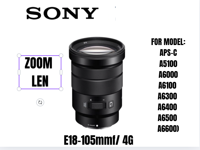 Sony Lens E 18-105mm F4 SELP18105G (FOR APS-C A5100 A6000 A6100 A6300 A6400 A6500 A6600)