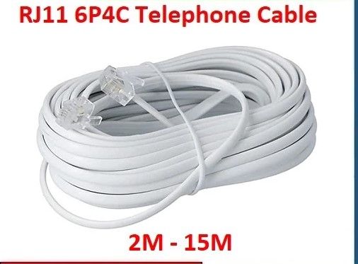 2M/5M/8M/15M/30M Telephone Line Cord Cable 6P4C RJ11 ADSL Modem Fax