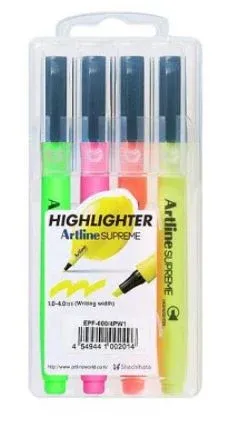 Artline Highlighter Supreme EPF-600 set of 4 Colour 4mm