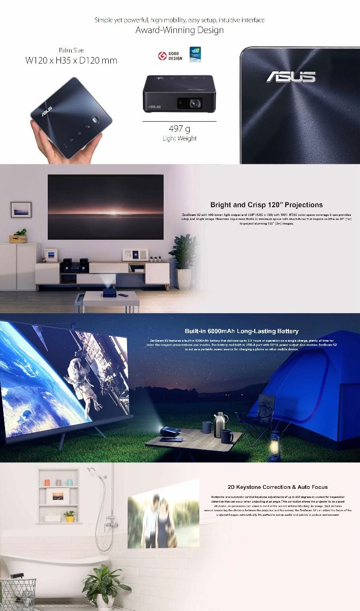 ASUS ZenBeam S2 Portable LED Projector
