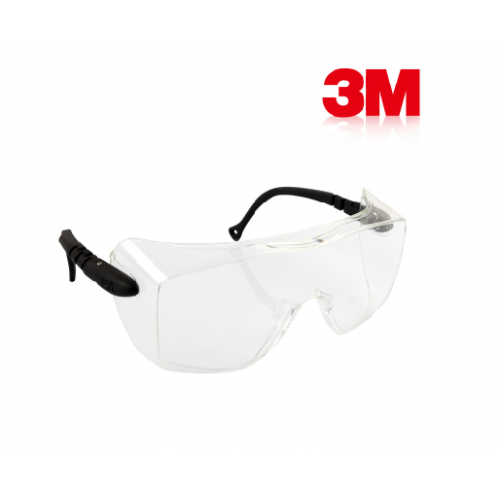 3M OX Protective Eyewear 2000, 12166-00000-20 Clear Anti-Fog Lens, Black Secure Grip Temple