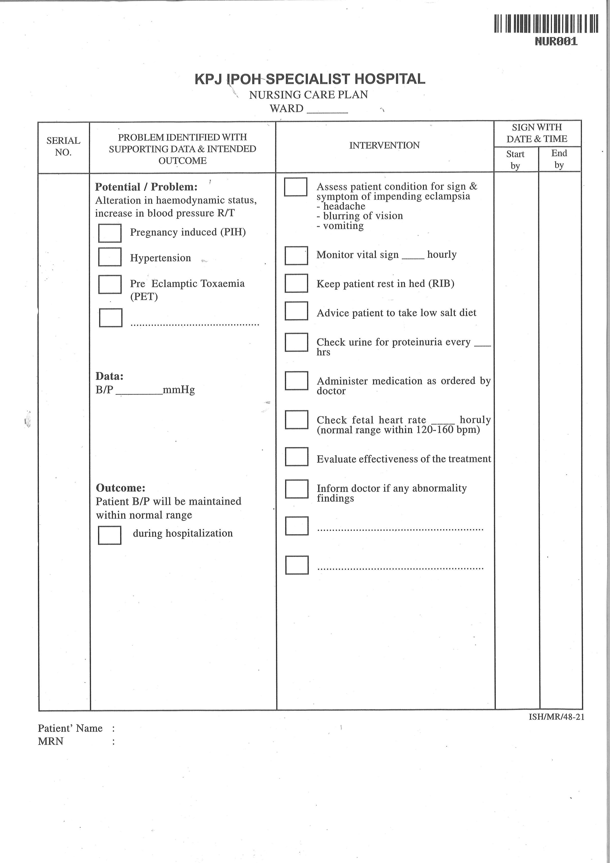 NURSING CARE PLAN WARD