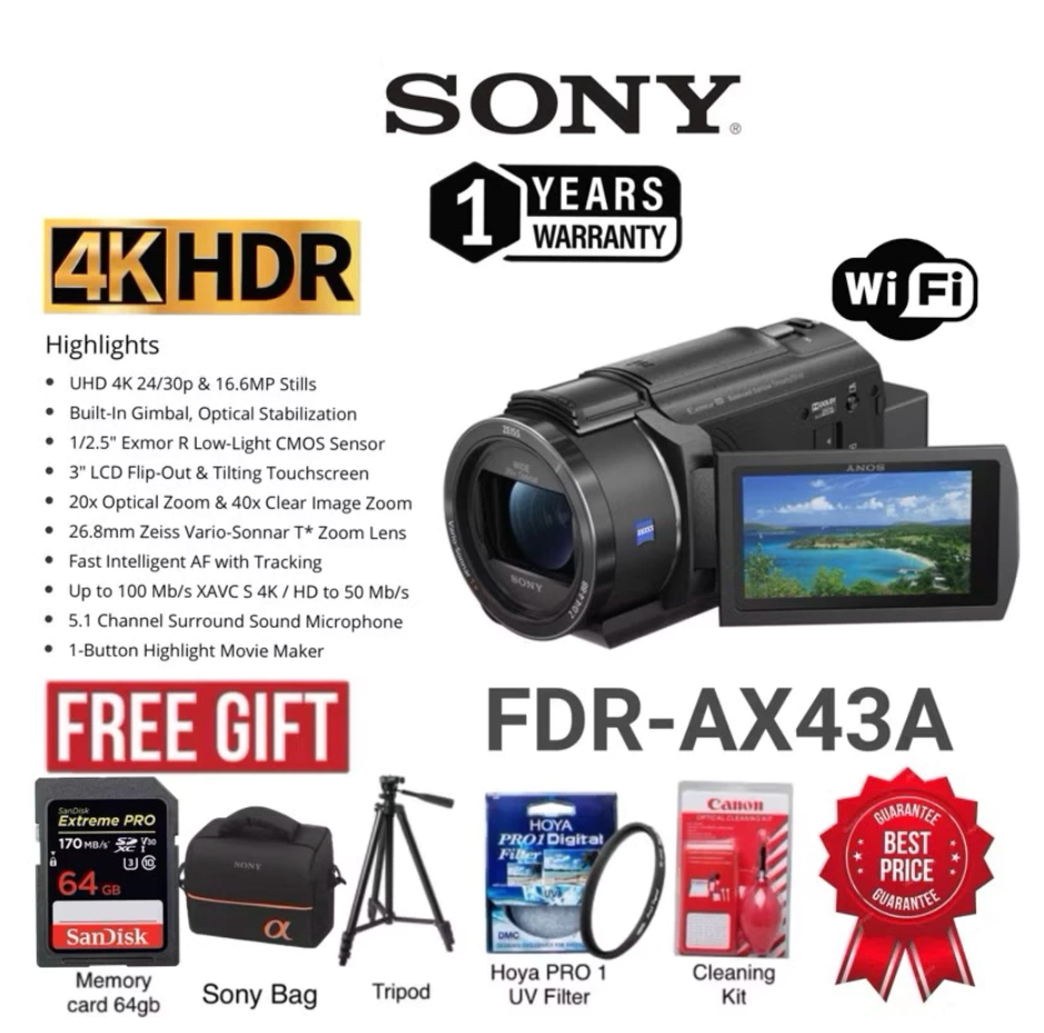 ONY FDR-AX43A AX43A SONY HANDYCAM VIDEO CAMERA 4K HDR
