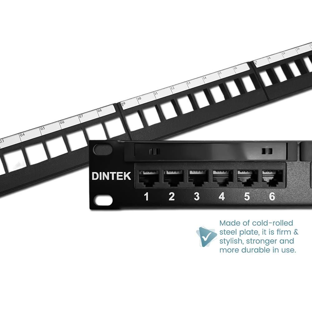 DINTEK POWERMAX 1U 24 PORT CAT6 UTP / SNAP IN PATCH PANEL