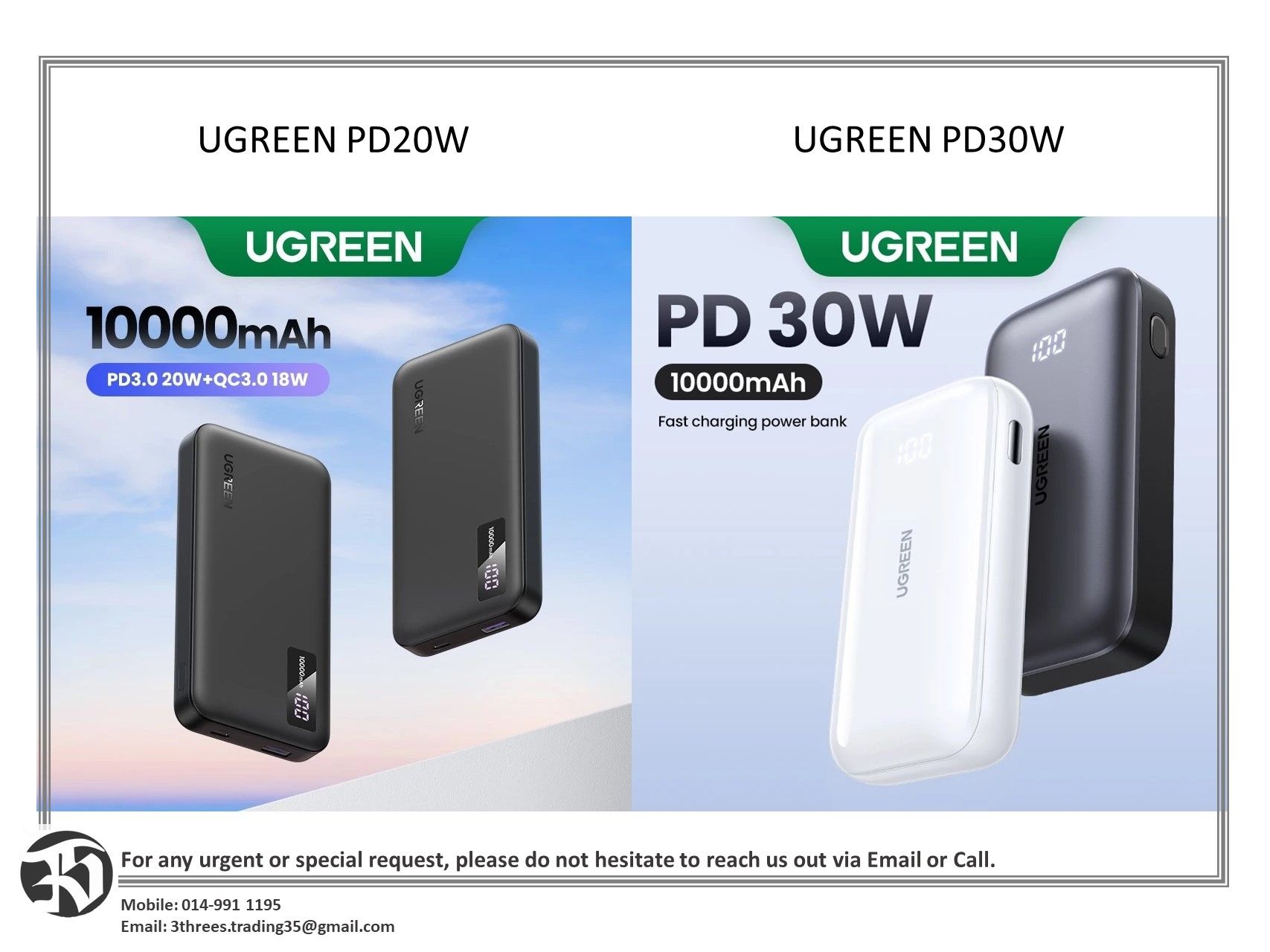 UGREEN PD20W / PD30W fast charging power bank 10000mAh