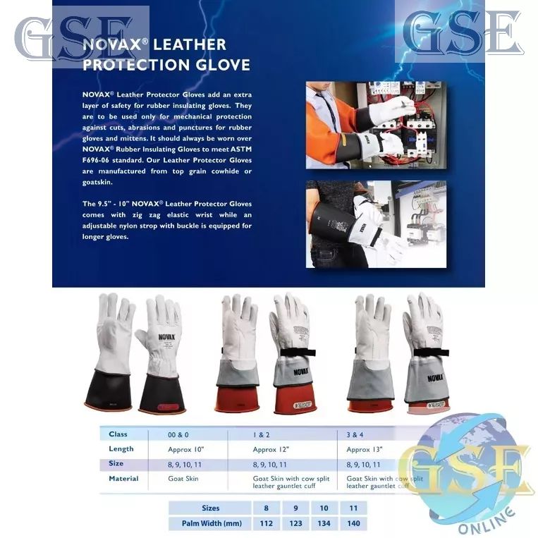NOVAX LPG-10鈥�White Leather Glove Protector for Electrical Insulation Rubber Gloves