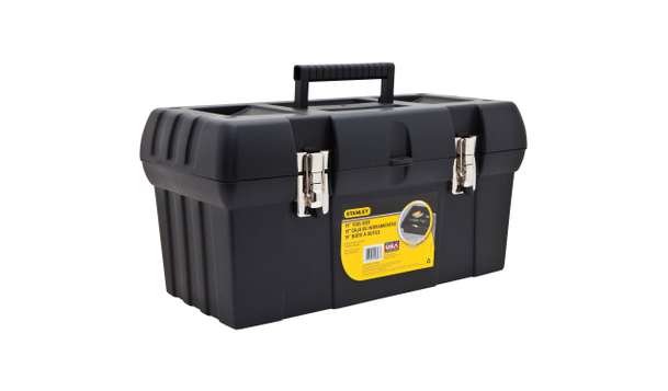 STANLEY 19 INCH PLASTIC TOOLBOX WITH METAL LATCHES & TOTE TRAY STST19005