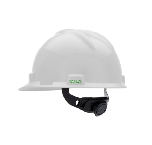 HARD HAT, MSA V-GUARD CW/ FAS-TRAC STRAP, WHITE MSA 804940