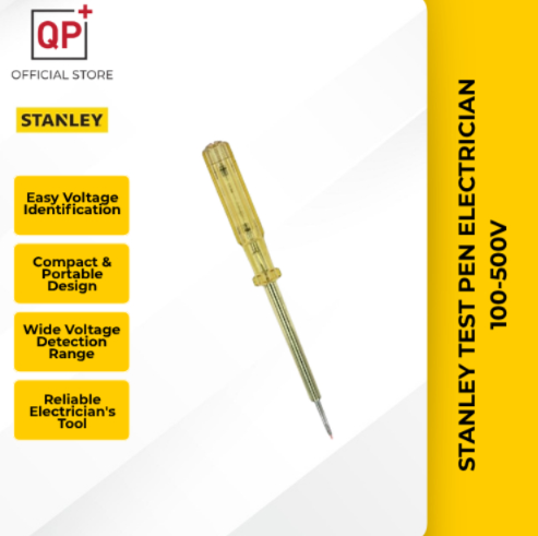 STANLEY TEST PEN ELECTRICIAN 100-500V VOLTAGE ELECTRIC CURRENT TESTER l PENGUJI ARUS ELEKTRIK 电流测试器-