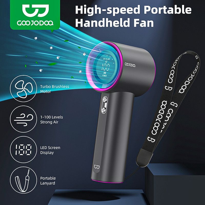 GOOJODOQ Souvenir & Gift / Mini Fan / Without Printed & Printed with Company Logo / GOOJODOQ / Corporate Gift / Door Gift / Portable Fan / Turbine Motor / High Speed / Handheld / 4000mAh / Type-C Port / Cenderahati / Hadiah / Kipas Mini / Kipas
