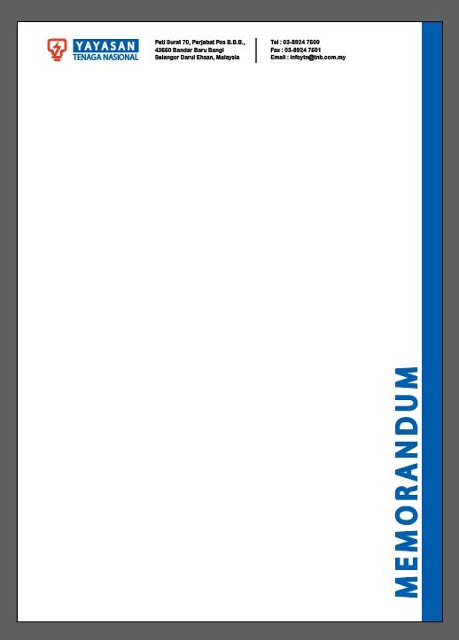 OK YAYASAN TNB MEMORANDUM LEATTERHEAD / A4 SIZE / 100GMS SIMILI PAPER / YAYASAN TNB MEMORANDUM 100GMS SIMILI PAPER / 4 COLOUR PRINTING / SINGLE SIDE