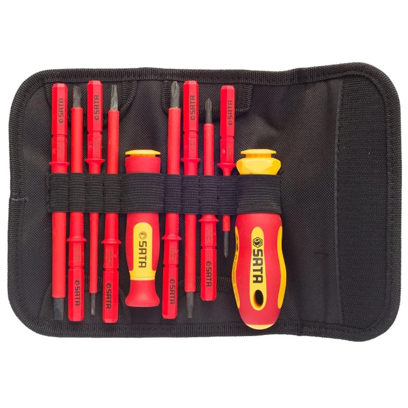 SATA Insulated Screwdriver 10Pcs Set 09304 - VDE Interchangeable Screwdriver Set