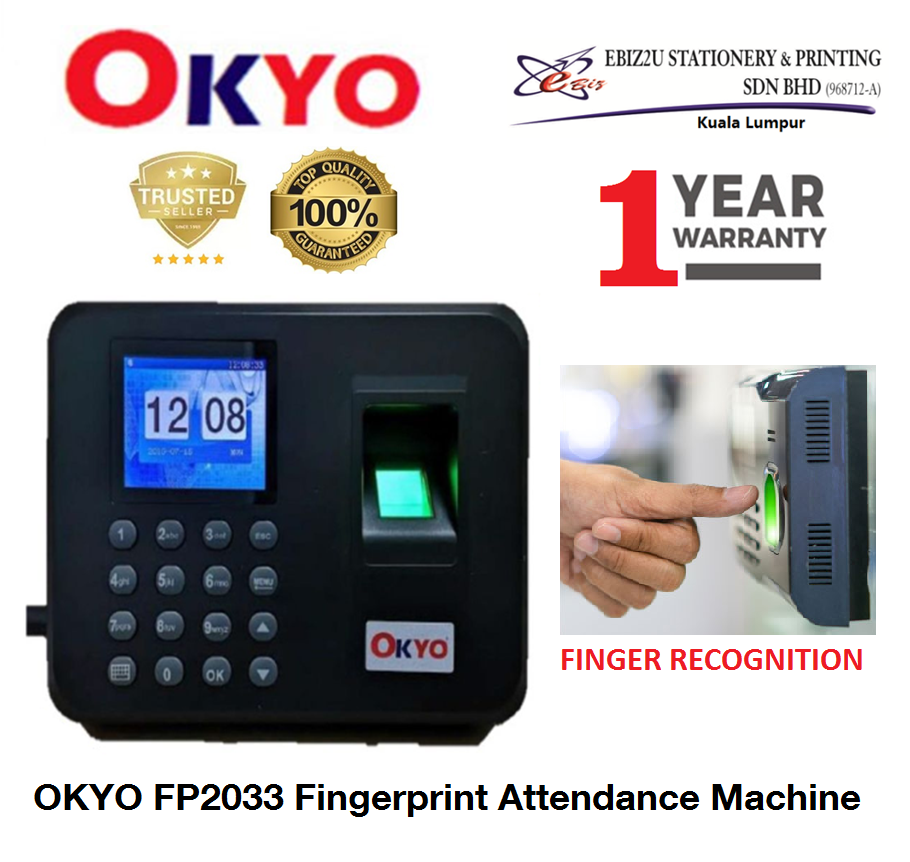 OKYO FP2022 Fingerprint Attendance Machine USB Drive Download Data with Lightning High Voltage Protection
