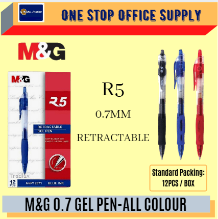 M&G R5 RETRACTABLE GEL PEN 0.7 -ALL COLOUR /M&G /Gel Pen /R5 /Retractable /0.7mm Pen