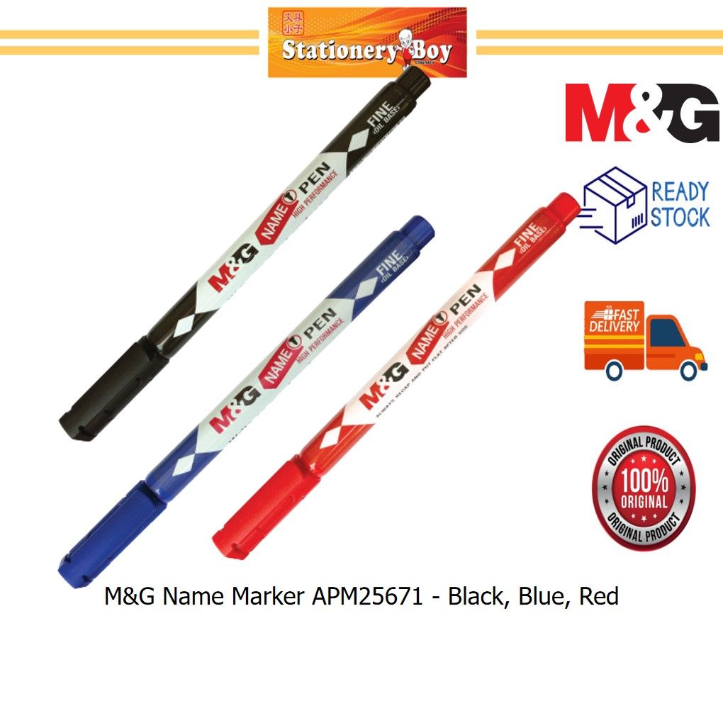 M&G Name Marker APM25671 / Marker Dakwat Kekal - Black, Blue, Red