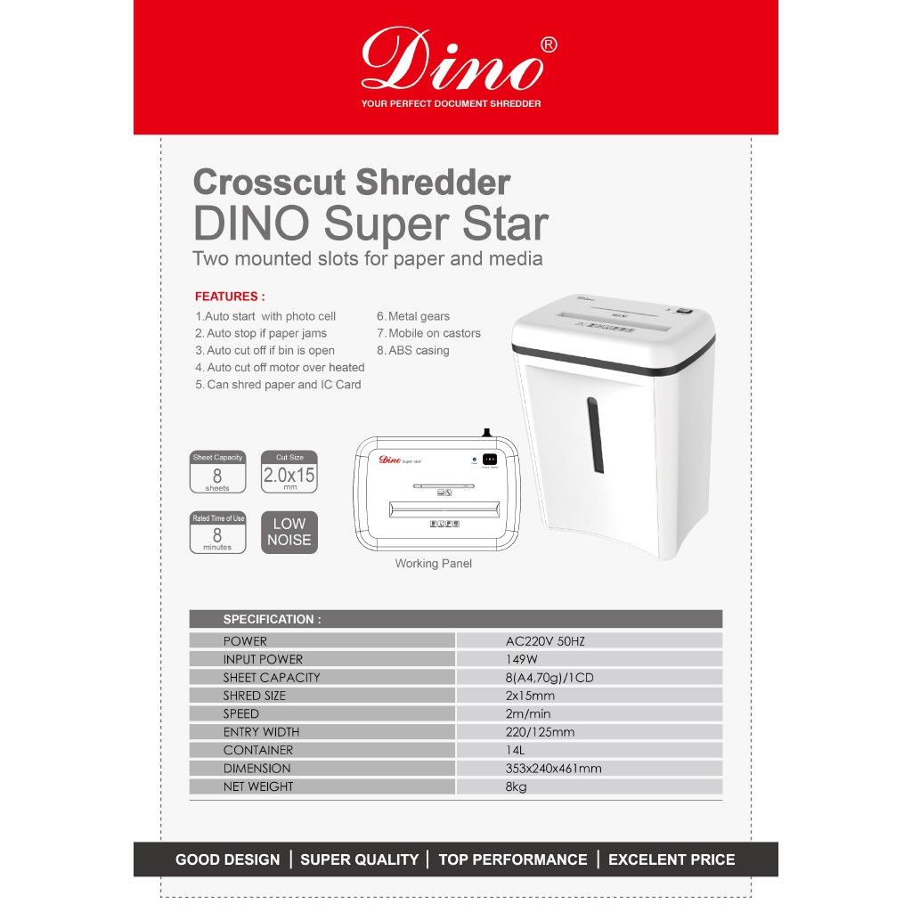 Dino Superstar Cross Cut Paper Shredder