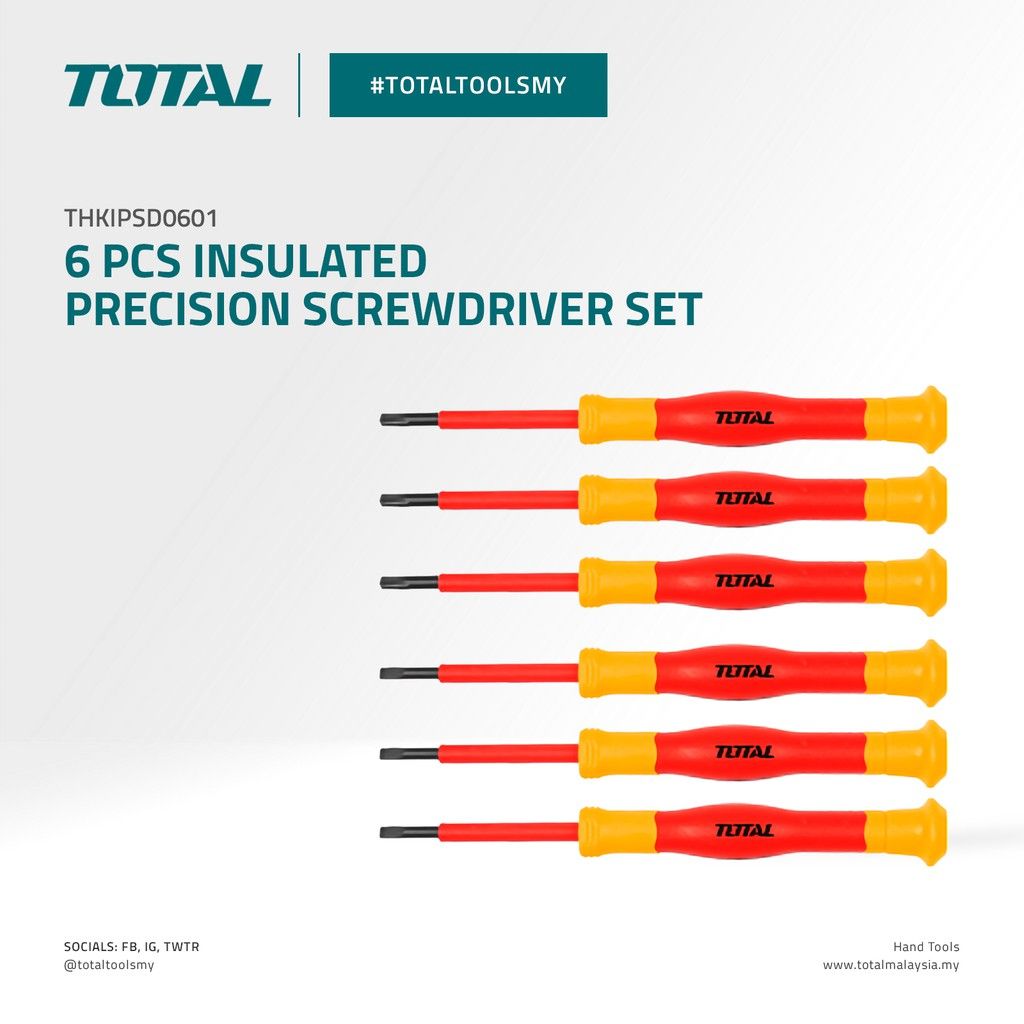 TOTAL INSULATED PRECISION SCREWDRIVER SET (6 PCS) THKIPSD0601 (VDE Approved Certifications)