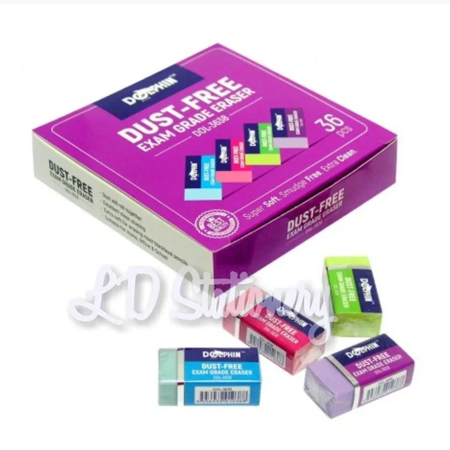 DOLPHIN DUST-FREE EXAM GRADE ERASER DOL-3638 36PCS/BOX