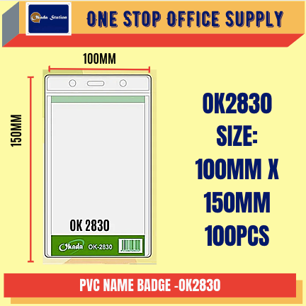 OKADA Name Badge 100mm x 150mm -100 pieces / OK2830 /Name Badge /100mm x 150mm /Name Badge Holder