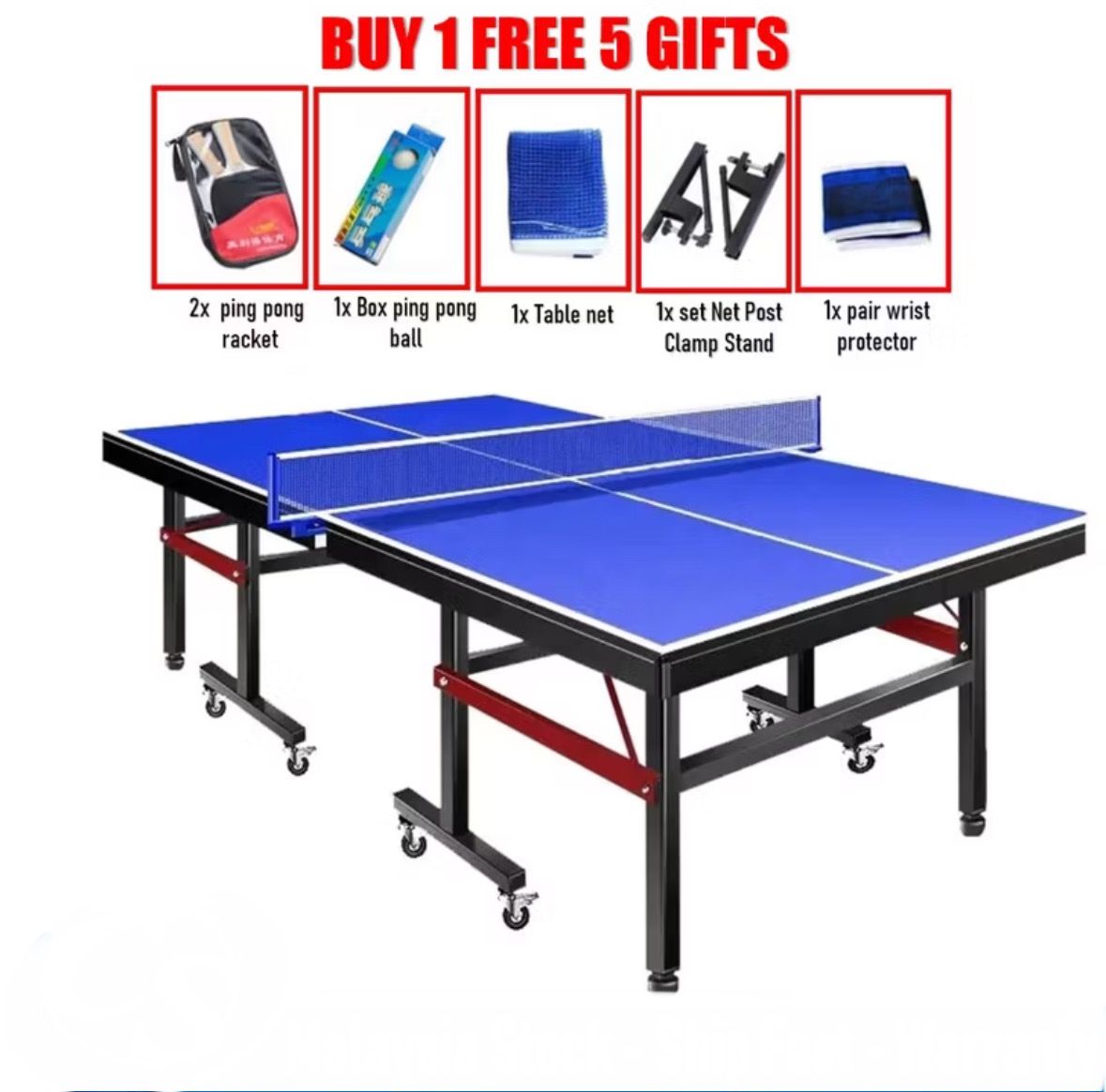 Table Tennis Ping Pong 18mm-with wheel (FOC Net& Post Set)